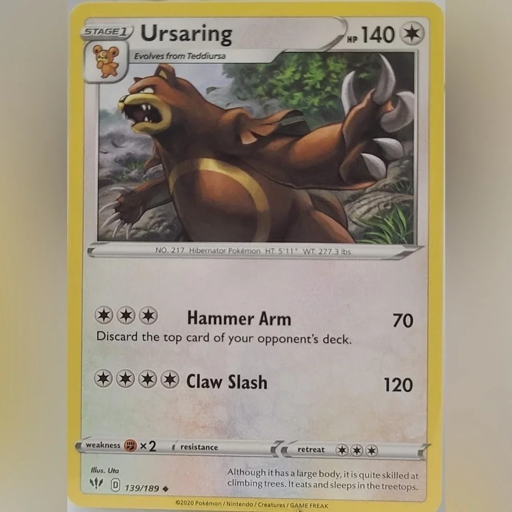 Teddiursa 138/189 Evolution to Ursaring 139/189 Pokémon TCG